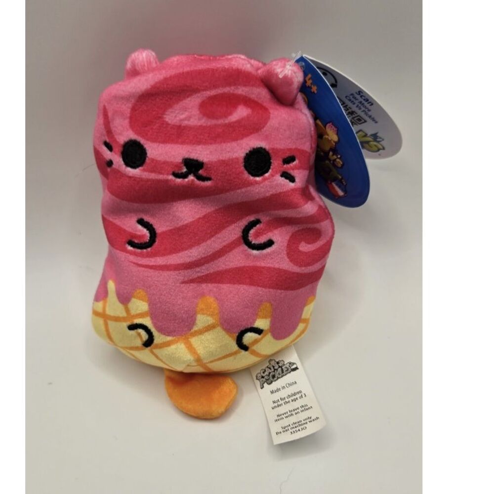 Cats vs Pickles #472 Strawberry Swirl – Fuchsia Wave – Rare Collectible Bean NWT